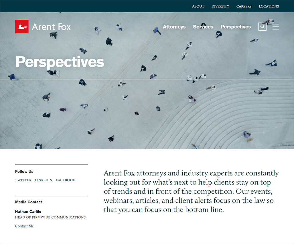 Arent Fox website perspectives page