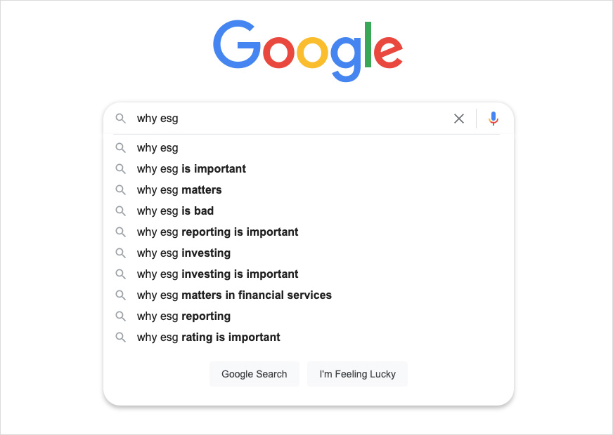 ESG search suggestions on Google